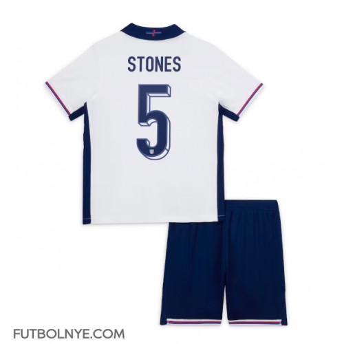 Camiseta Inglaterra John Stones #5 Primera Equipación para niños Eurocopa 2024 manga corta (+ pantalones cortos)